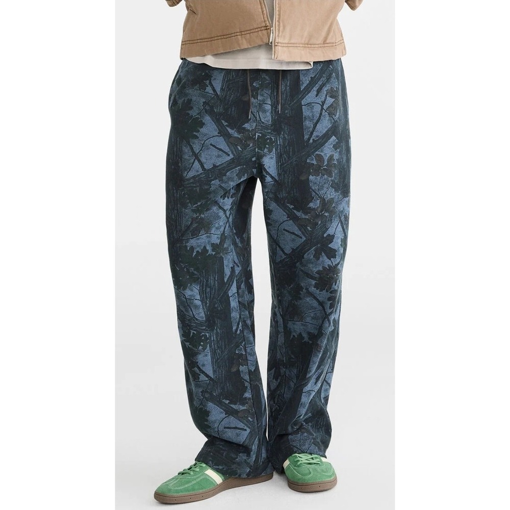 Aeropostale Mens Blue Cloud Soft Forest Camo Baggy Streetweat Grunge Sweatpants